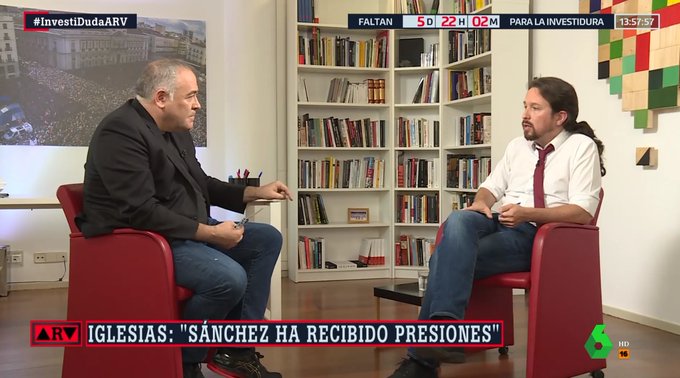 Pablo Iglesias, entrevistado por Antonio García Ferreras en Al Rojo Vivo.