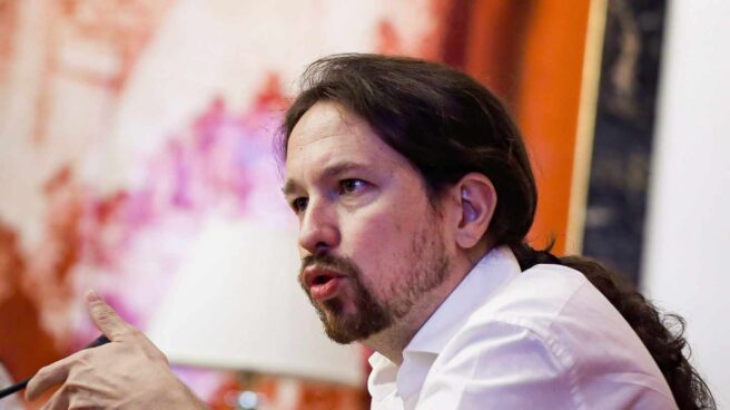 El líder de Podemos, Pablo Iglesias, en el Congreso de los Diputados,