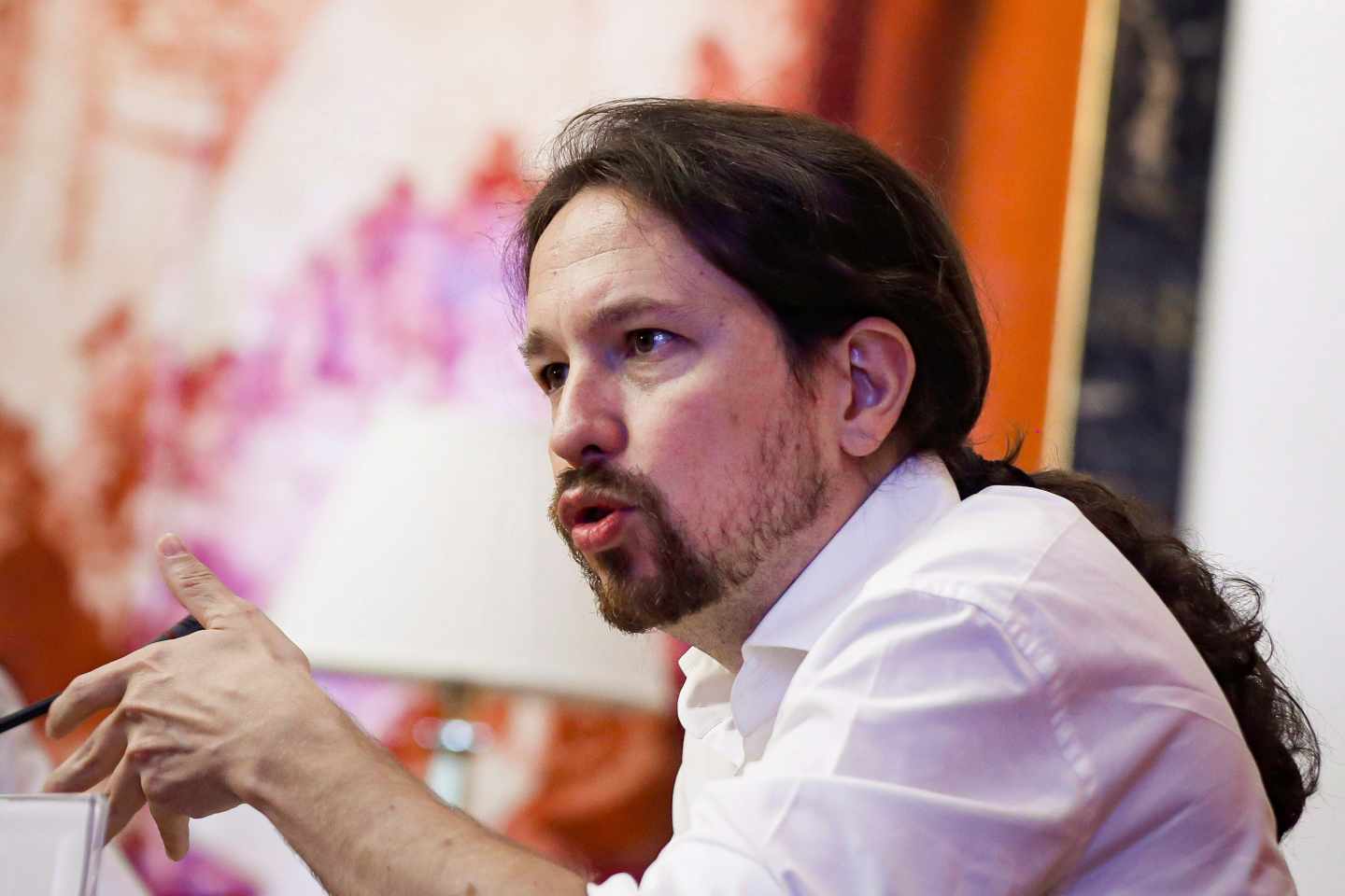 El líder de Podemos, Pablo Iglesias, en el Congreso de los Diputados,