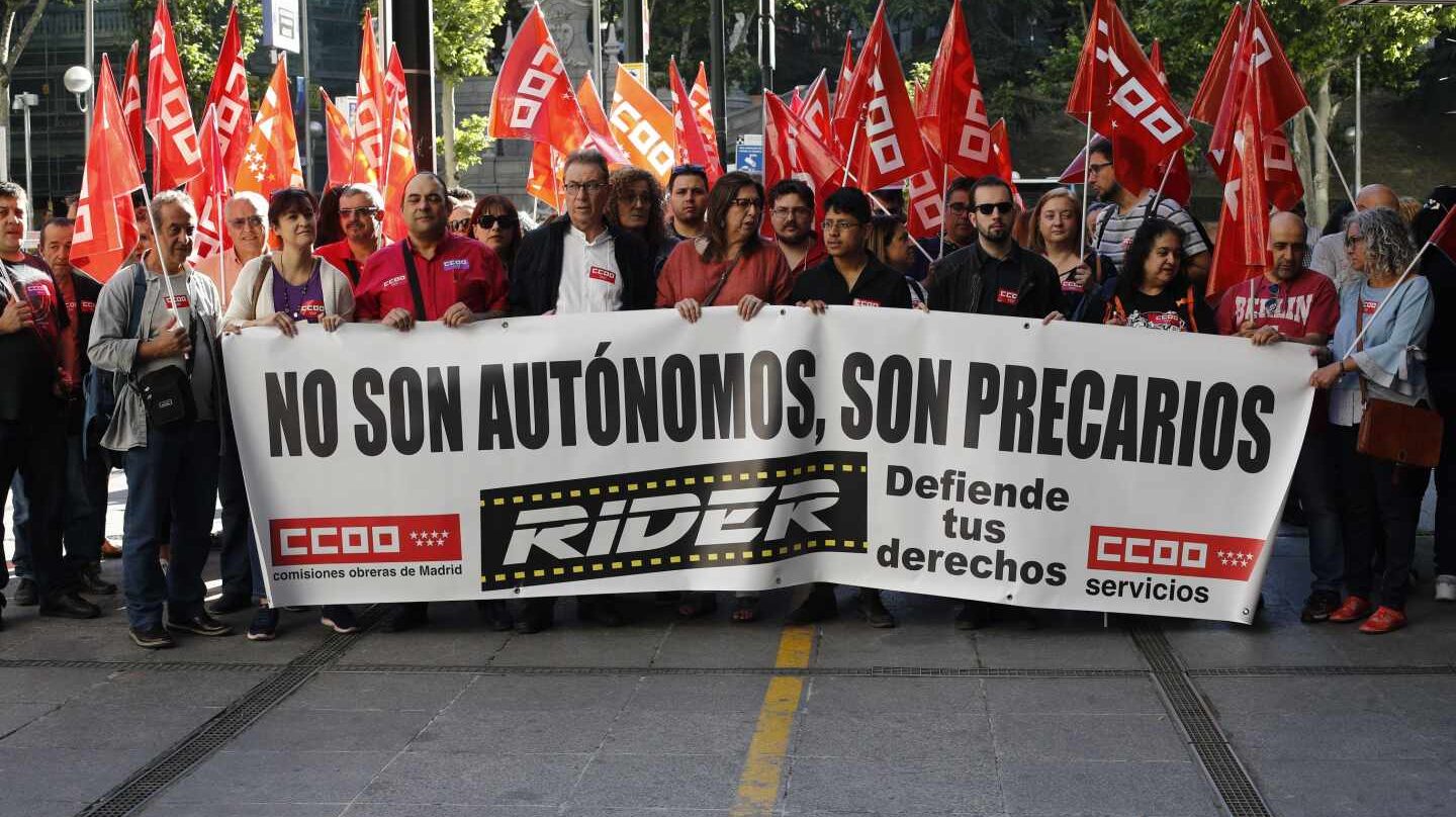 Manifestación en defensa de los 'riders'.