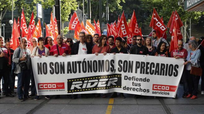 Manifestación en defensa de los 'riders'.