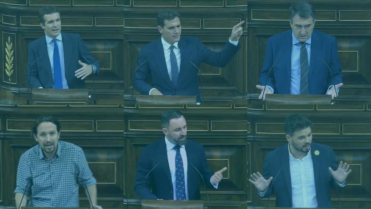 Los líderes políticos durante el debate de investidura