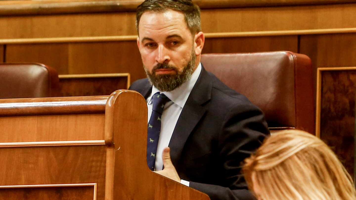 Santiago Abascal durante la sesión de investidura de Pedro Sánchez.