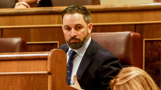 Santiago Abascal durante la sesión de investidura de Pedro Sánchez.