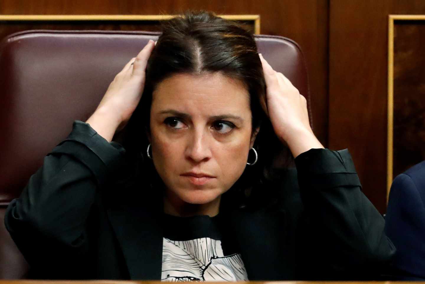 Adriana Lastra, en el Congreso durante la sesión de investidura.