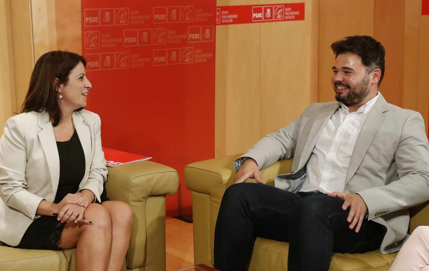 Adriana Lastra y Gabriel Rufián, este martes en el Congreso.