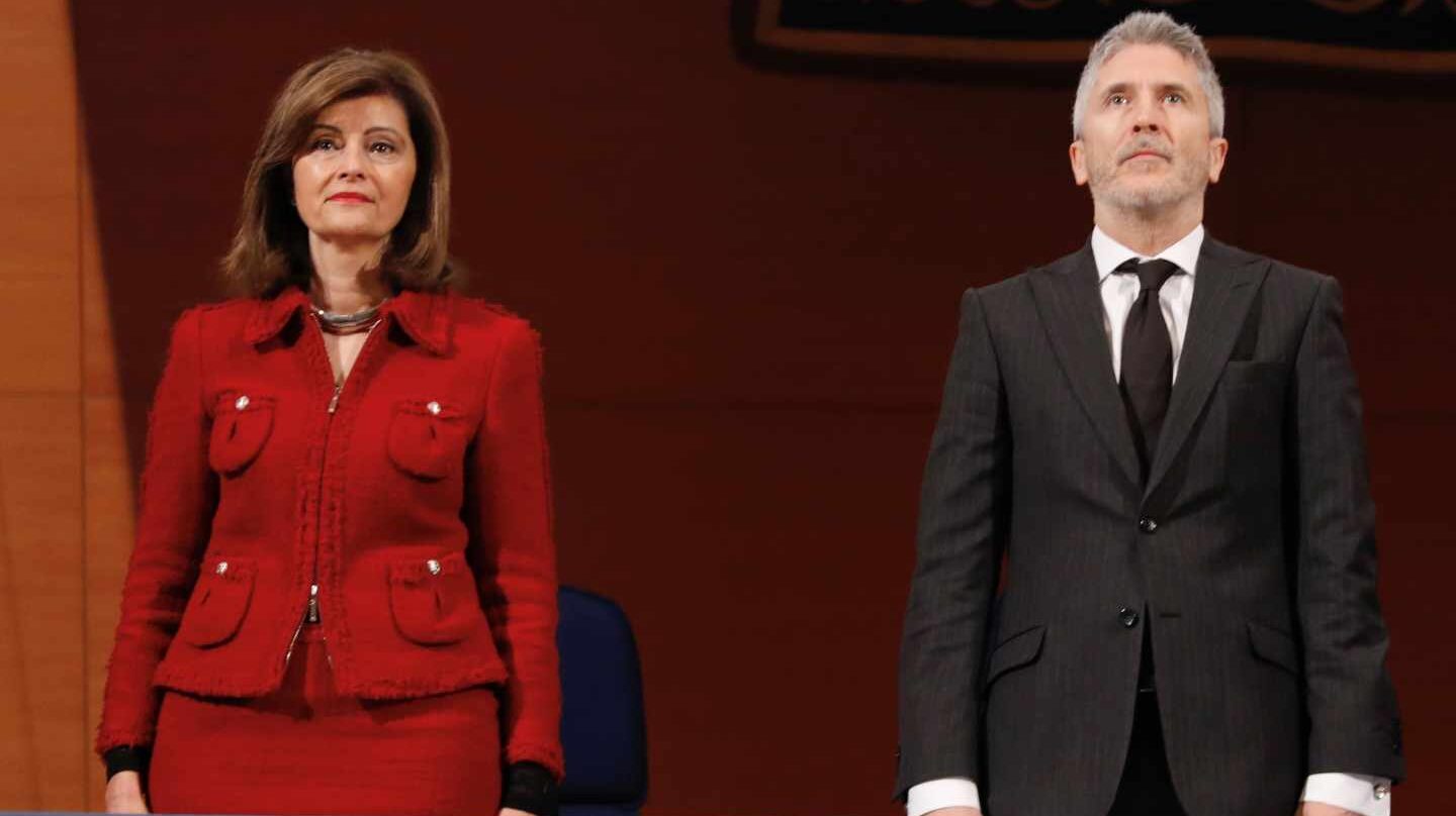 La secretaria de Estado de Seguridad, Ana Botella, y el ministro en funciones de Interior, Fernando Grande-Marlaska.