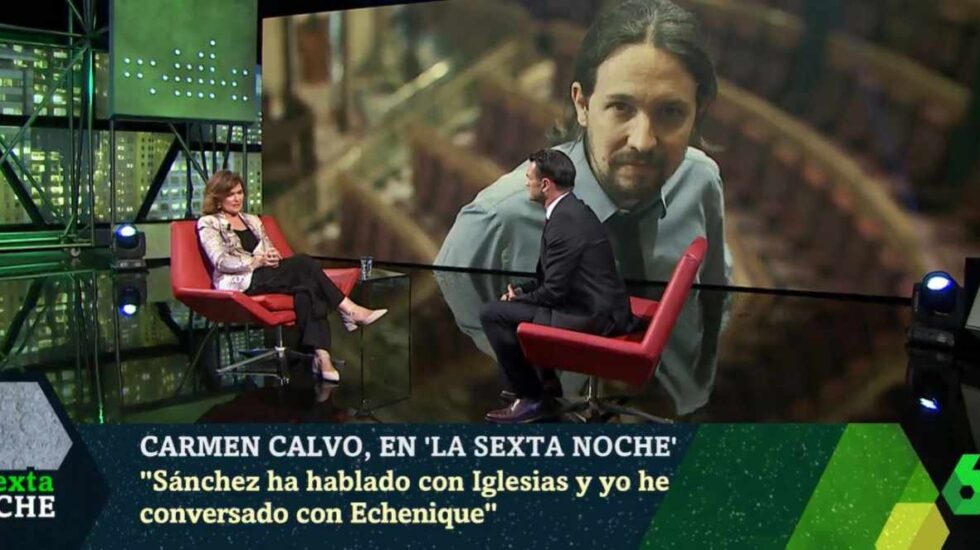Carmen Calvo, durante su entrevista en 'La Sexta Noche'.
