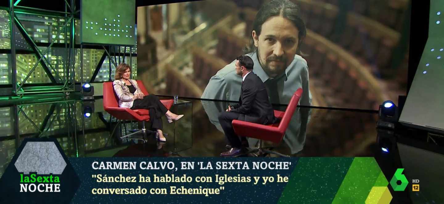 Carmen Calvo, durante su entrevista en 'La Sexta Noche'.