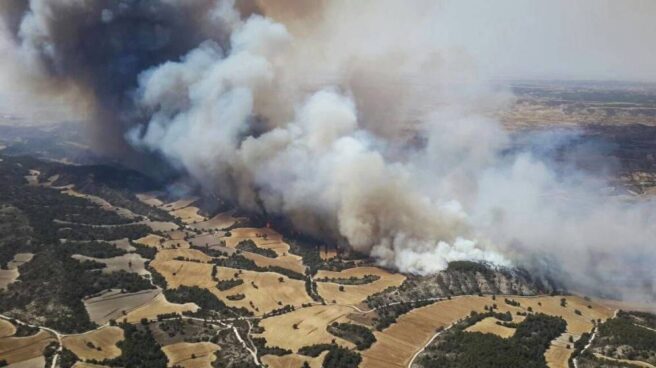 El incendio de Perdiguera y Leciñena (Zaragoza) arrasa unas 1.000 hectáreas