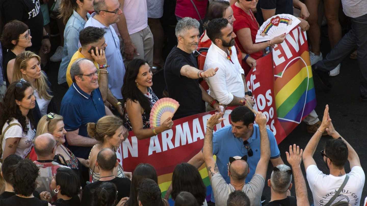 El ministro del Interior en funciones, Fernando Grande-Marlaska, en la última manifestación del Orgullo en Madrid.