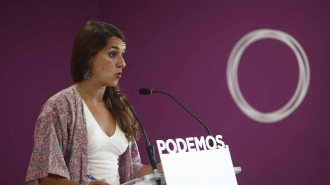 La portavoz del Consejo de Coordinación de Podemos Noelia Vera comparece ante los medios.