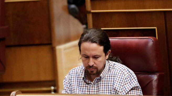 Pablo Iglesias, durante la sesión de investidura de este jueves.