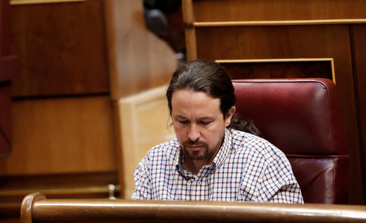 Pablo Iglesias, durante la sesión de investidura de este jueves.