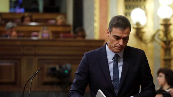 Pedro Sánchez, durante la segunda sesión del debate de investidura.