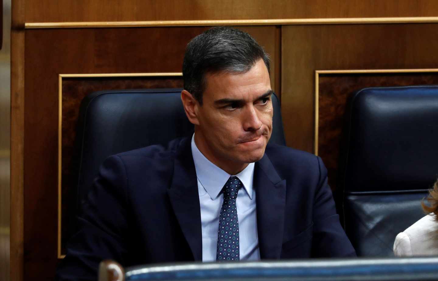 Pedro Sánchez, en el Congreso de los Diputados durante la sesión de investidura.