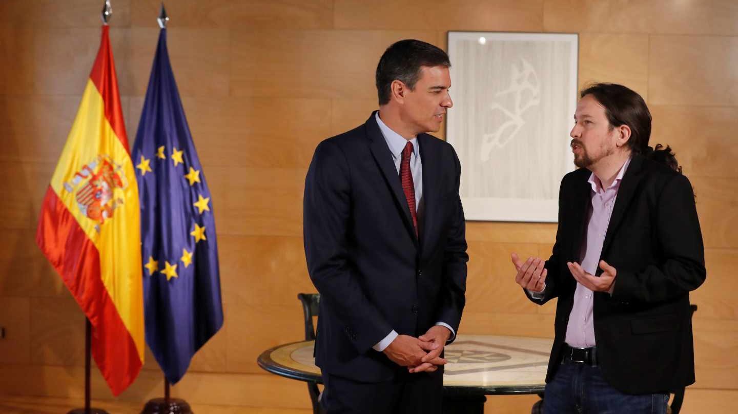 Pedro Sánchez y Pablo Iglesias en La Moncloa.