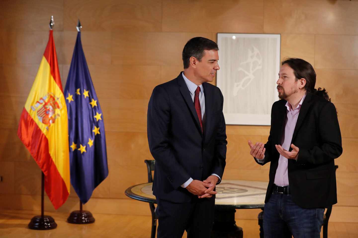 Pedro Sánchez y Pablo Iglesias en La Moncloa.