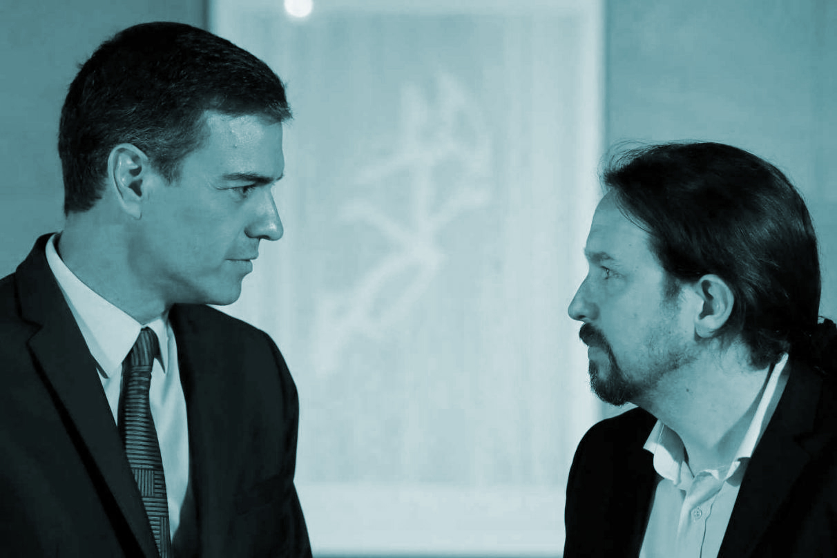 Pedro Sánchez y Pablo Iglesias durante una de sus reuniones en la Moncloa.