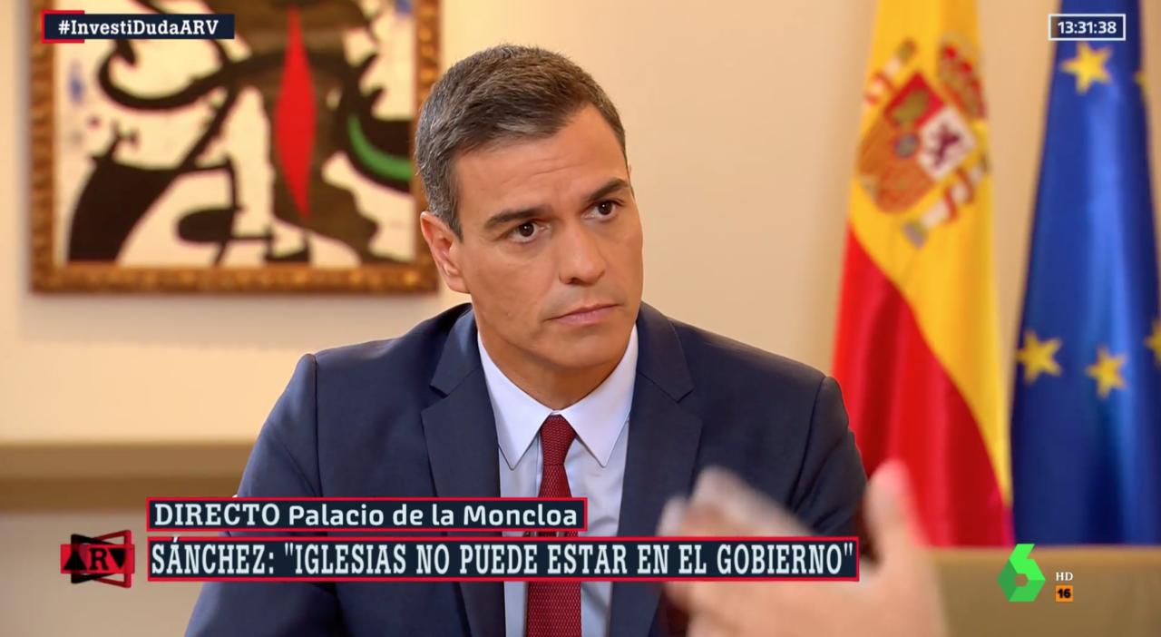 Pedro Sánchez, entrevistado por Antonio Ferreras antes de la primera investidura.