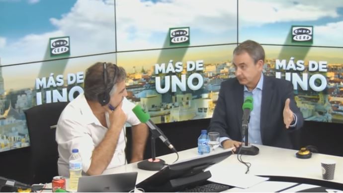 José Luis Rodríguez Zapatero, entrevistado por Carlos Alsina en Onda Cero.