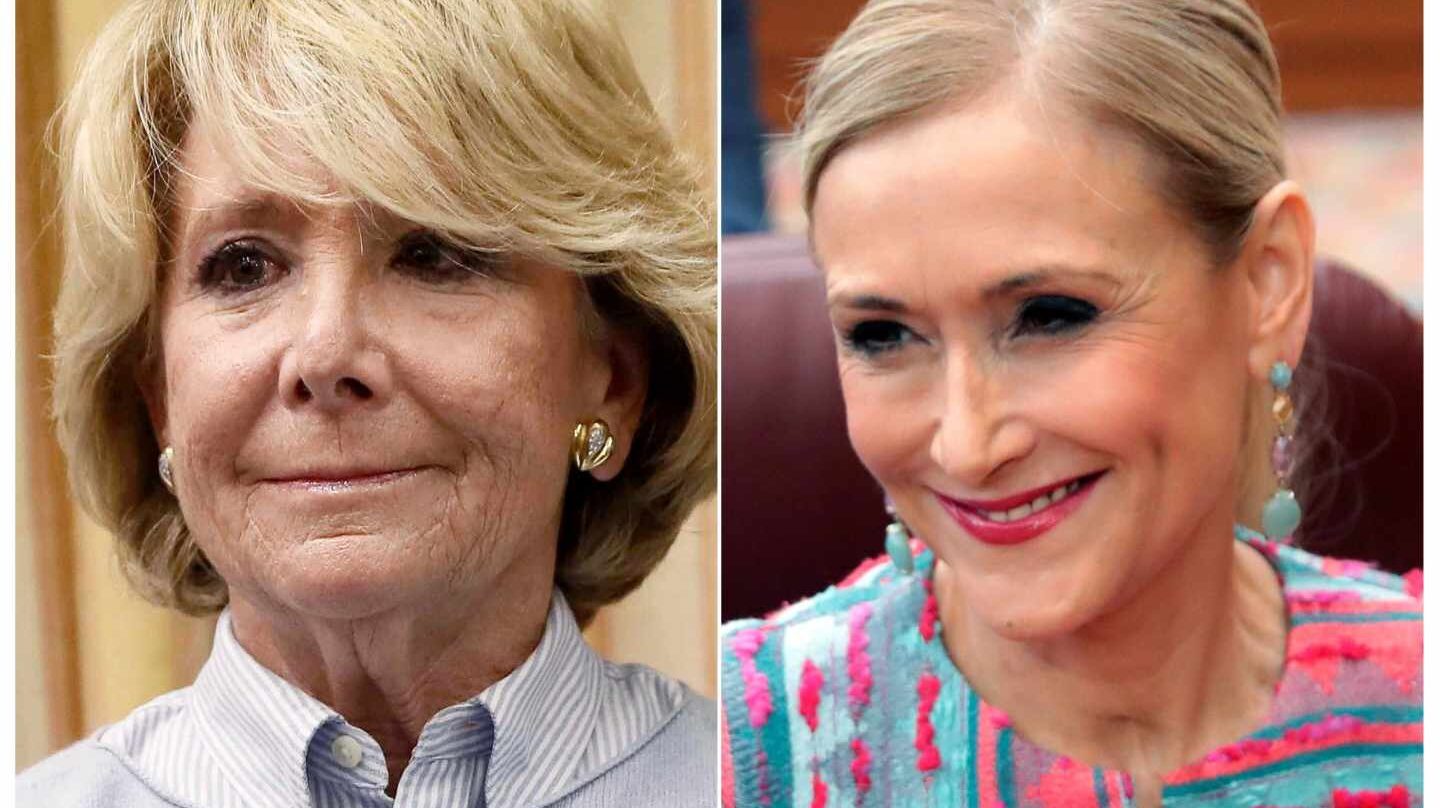 Las expresidentas madrileñas Esperanza Aguirre y Cristina Cifuentes.