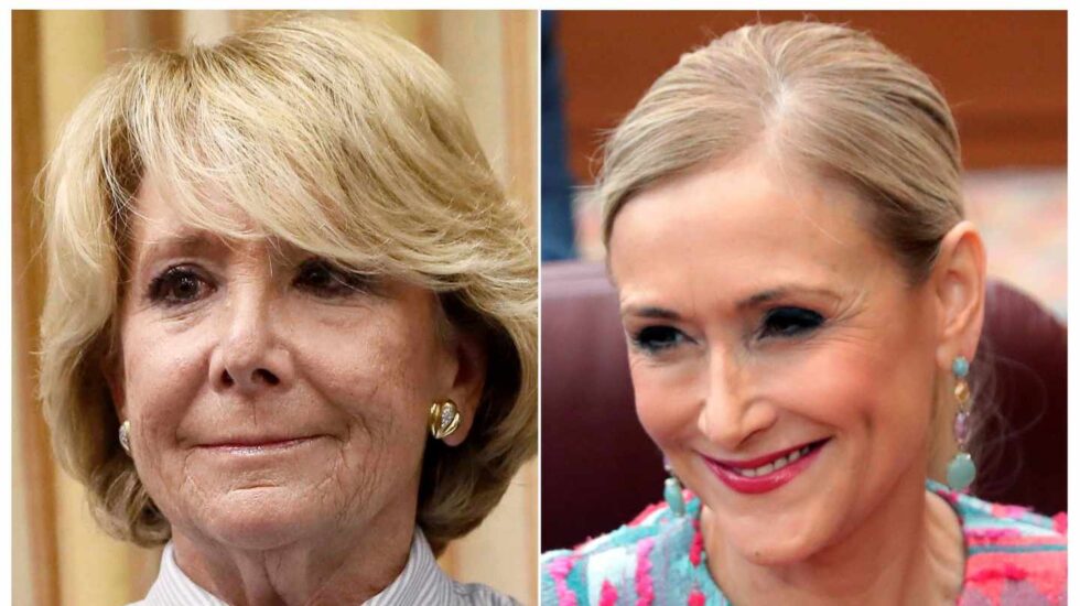 Las expresidentas madrileñas Esperanza Aguirre y Cristina Cifuentes.