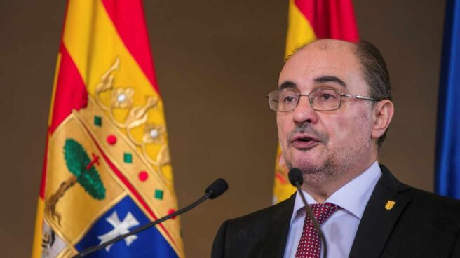 El presidente de Aragón, Javier Lambán, durante su discurso tras toma de posesión del cargo.