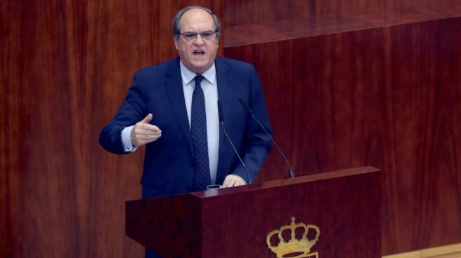 El portavoz del PSOE-M en la Asamblea, Ángel Gabilondo, durante su intervención en la sesión de la tarde previa a la votación de investidura.