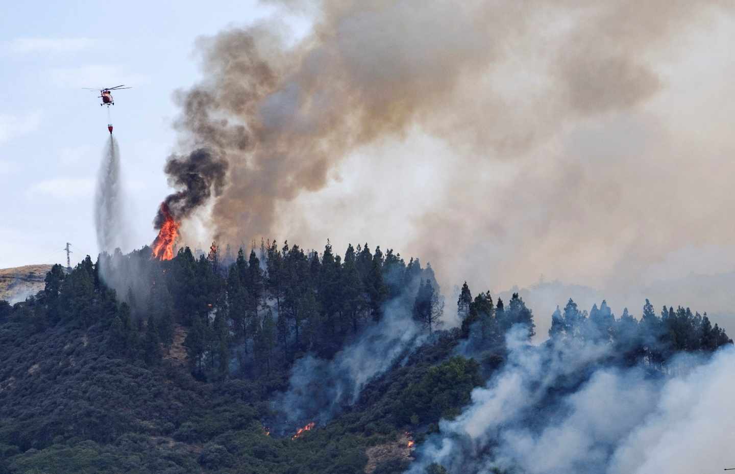 Incendio forestal en Valleseco, en la isla de Gran Canaria.