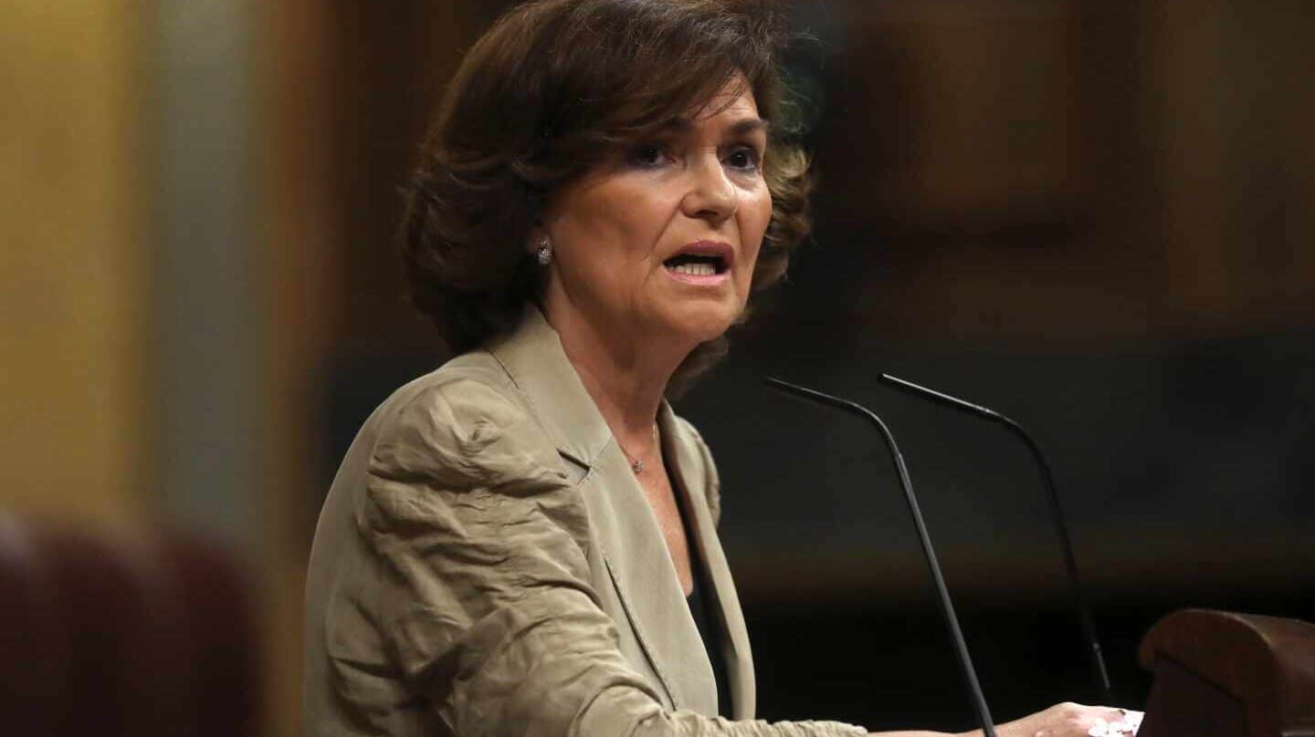 Carmen Calvo, en el Congreso.