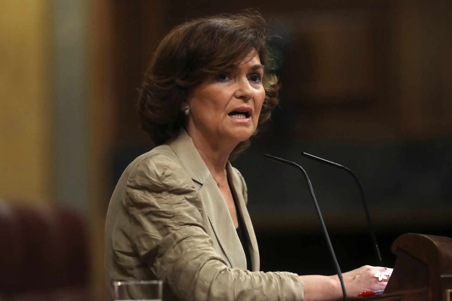 Carmen Calvo, en el Congreso.