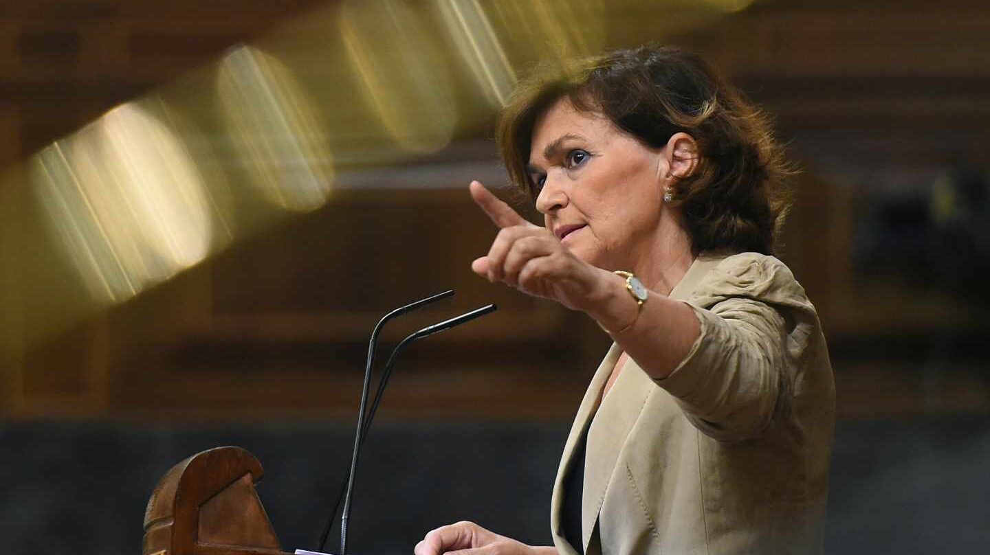 Carmen Calvo, en el pleno del Open Arms.