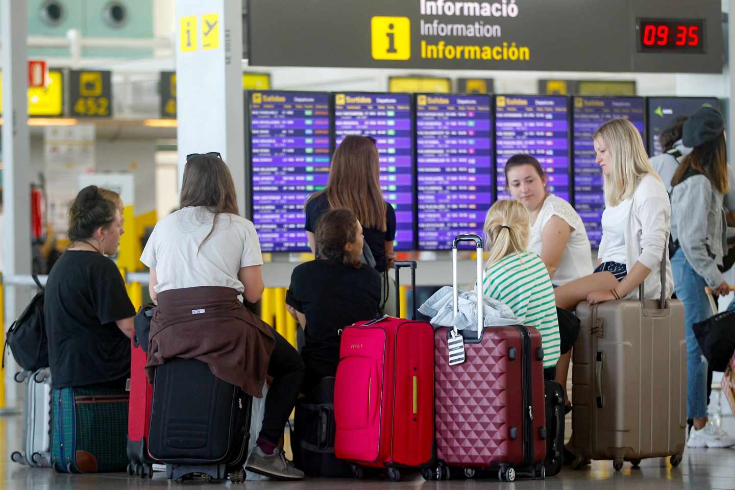 Aeropuerto de El Prat, en Barcelona, durante la primera jornada de huelga.