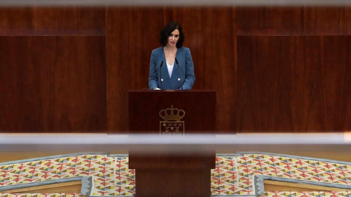Isabel Díaz Ayuso, durante su discurso de la primera sesión del pleno de investidura.
