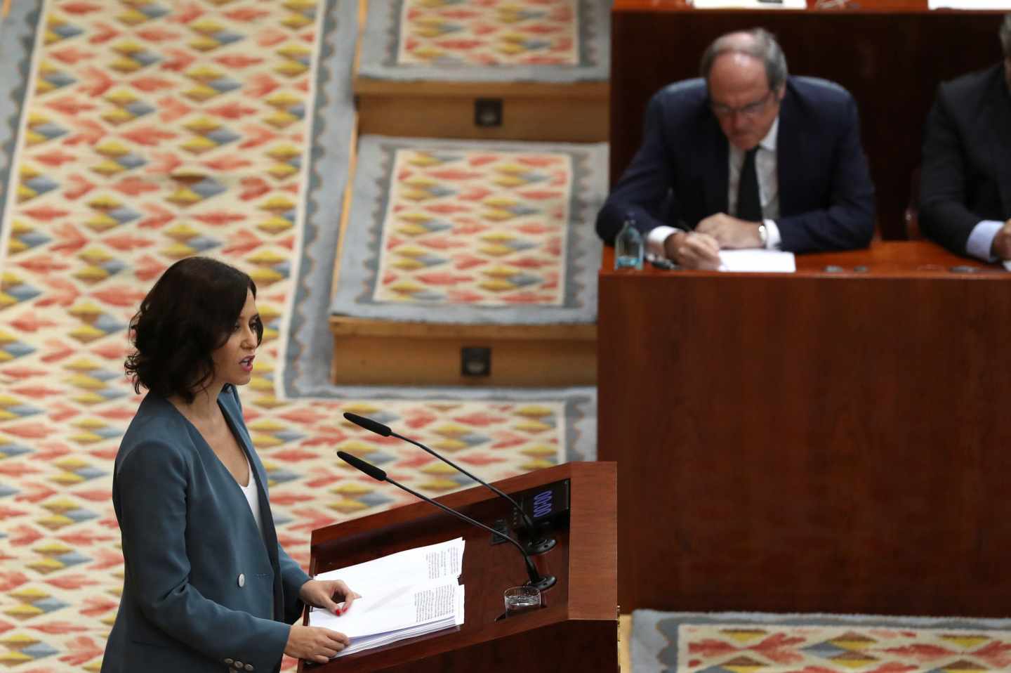 Isabel Díaz Ayuso, durante su discurso de investidura en la Asamblea de Madrid.