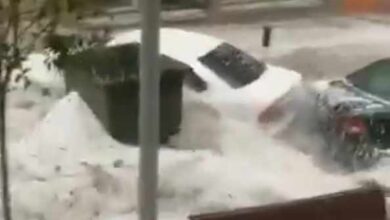 Fuertes lluvias en Arganda del Rey: calles desbordadas por el agua y el Metro paralizado