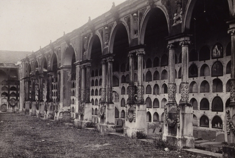 Imagen del cementerio en una fecha cercana a 1900 | Imagen procedente del Museo de Historia de Madrid y consultada a través de www.memoriademadrid.es