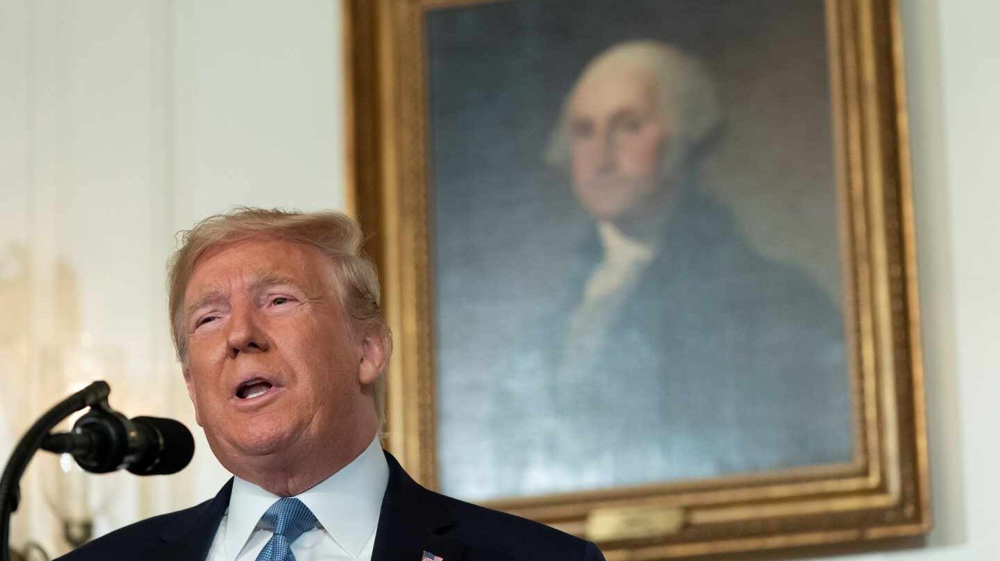 Donald Trump en su comparecencia en la Casa Blanca