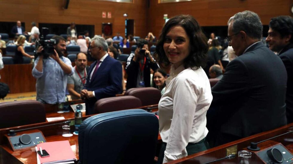 Isabel Díaz Ayuso, en el segundo pleno de investidura en la Asamblea de Madrid.