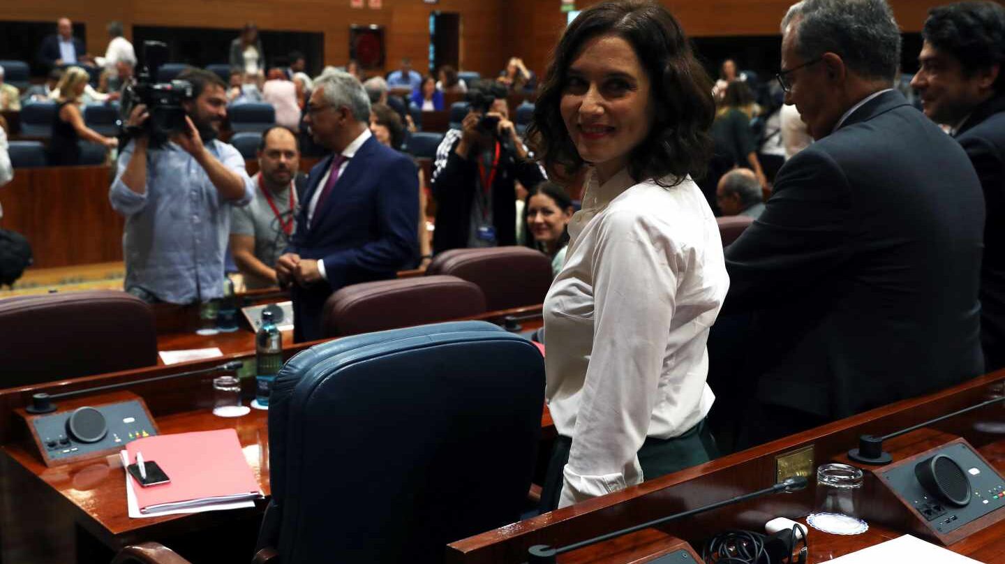 Isabel Díaz Ayuso, en el segundo pleno de investidura en la Asamblea de Madrid.