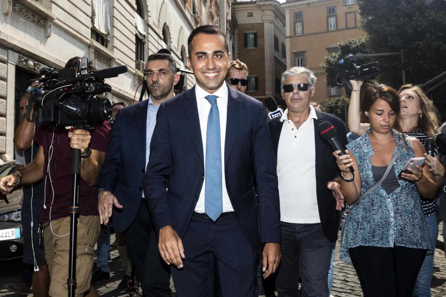 l líder del Movimiento 5 Estrellas, Luigi di Maio, antes de su encuentro con el número uno de PD, Nicola Zingaretti, en Roma.