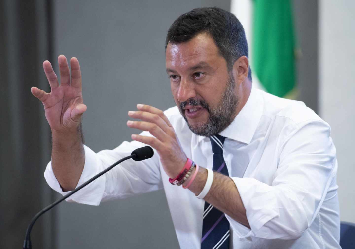 Matteo Salvini, ministro del Interior y líder de la Liga, en una rueda de prensa en Roma.