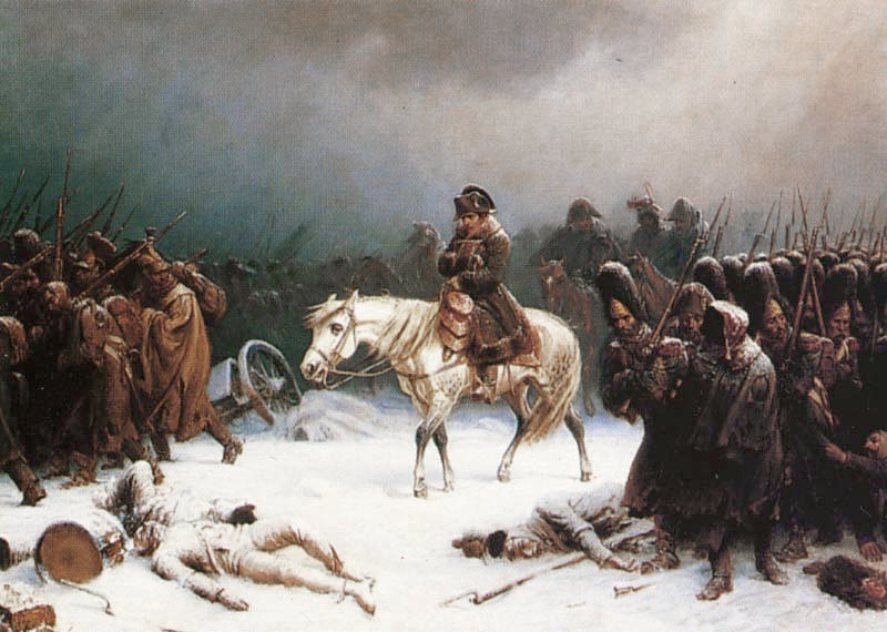 Napoleón retirándose de Moscú, cuadro de Adolph Northen.