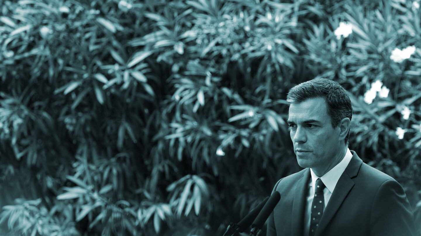 El presidente del Gobierno en funciones, Pedro Sánchez, en el Palacio de Marivent.