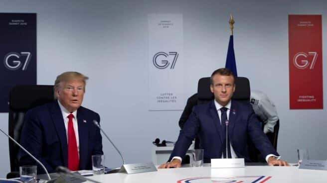 El presidente francés, Emmanuel Macron, anfritrión del G7, junto a Donald Trump, en Biarritz.