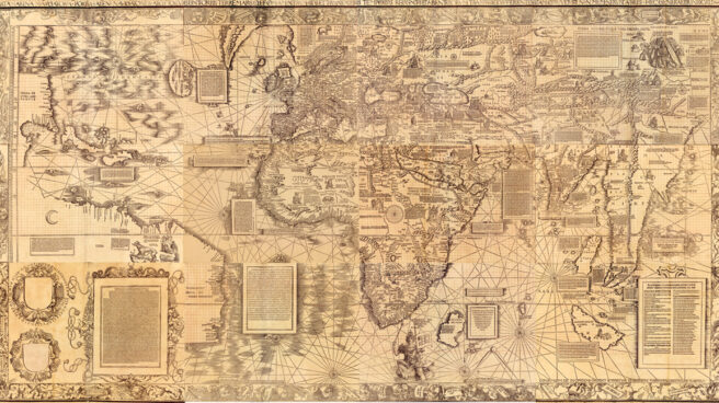 Mapa de Martin Waldseemüller publicado en 1516 mostrando el mundo conocido por los europeos en la época
