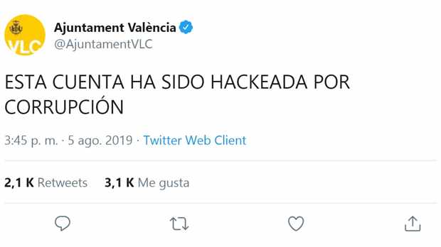 Hackean cuenta Twitter Ayuntamiento de Valencia