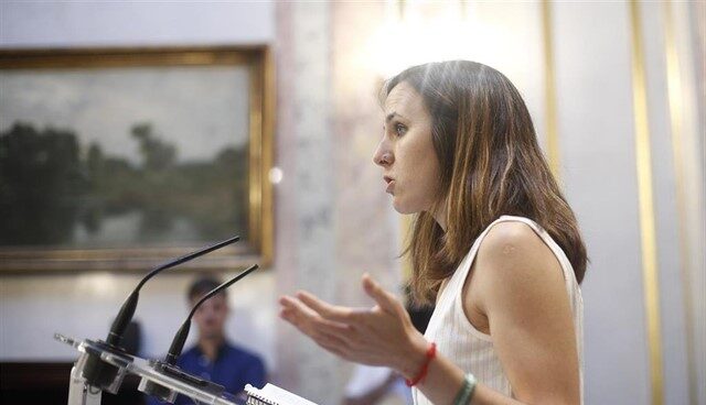 Ione Belarra, durante una comparecencia. La portavoz adjunta de Unidas Podemos, Ione Belarra.