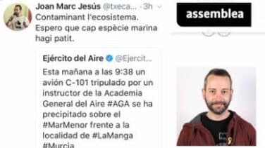 Un dirigente de la ANC se mofa del accidente mortal de La Manga: "Ya está el Ejército lanzando residuos al mar"